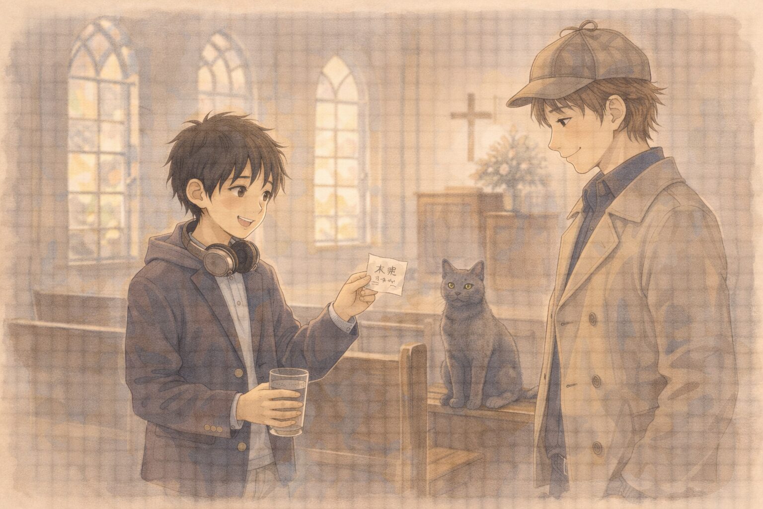 教会でルリとコーキと過ごすナオ