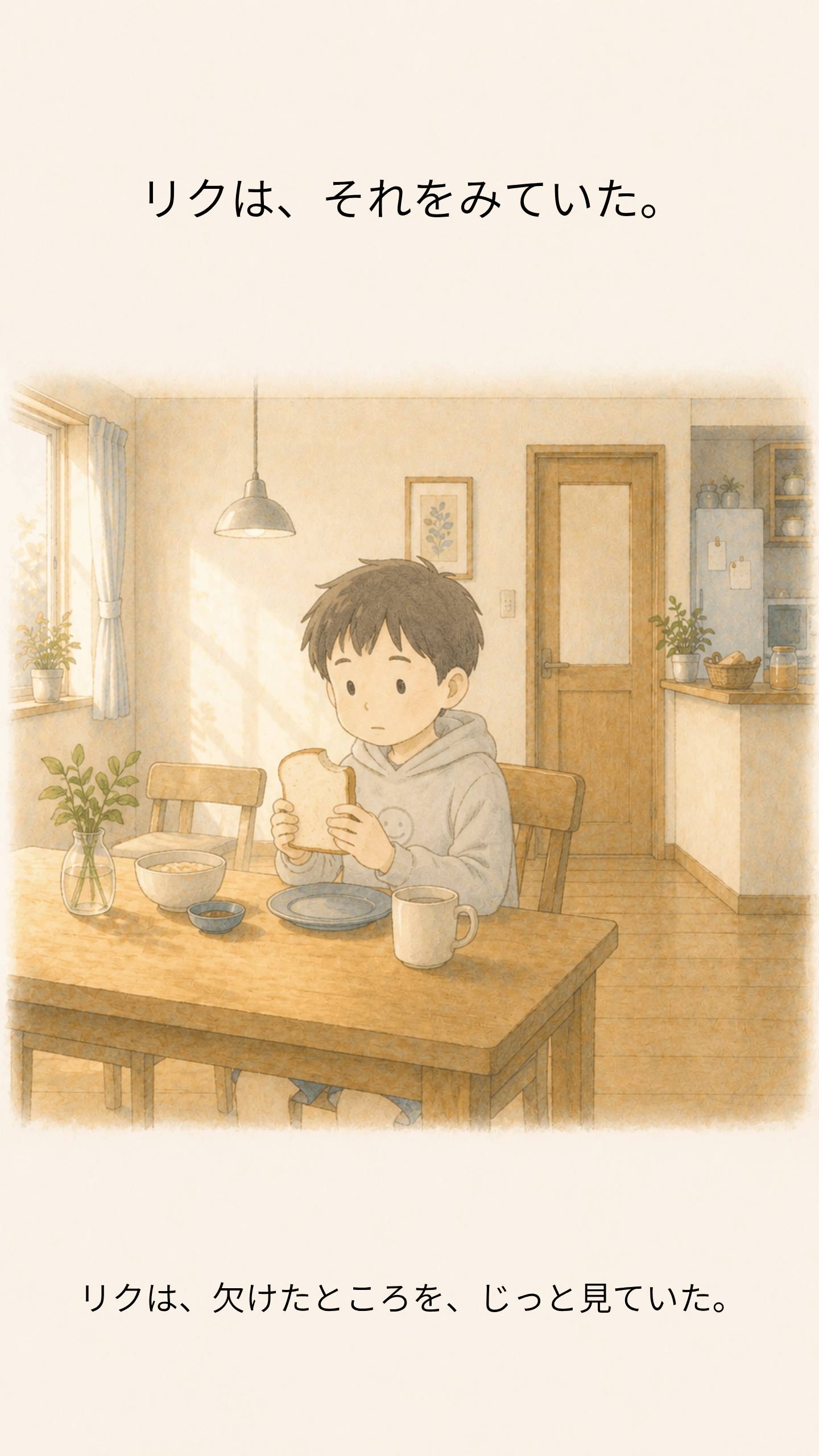 リクは、欠けたところを、じっと見ていた