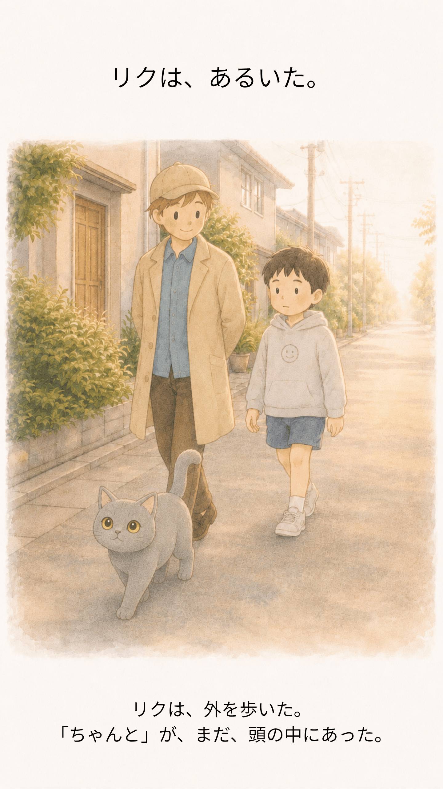 リクは外を歩いた。「ちゃんと」がまだ頭の中にあった