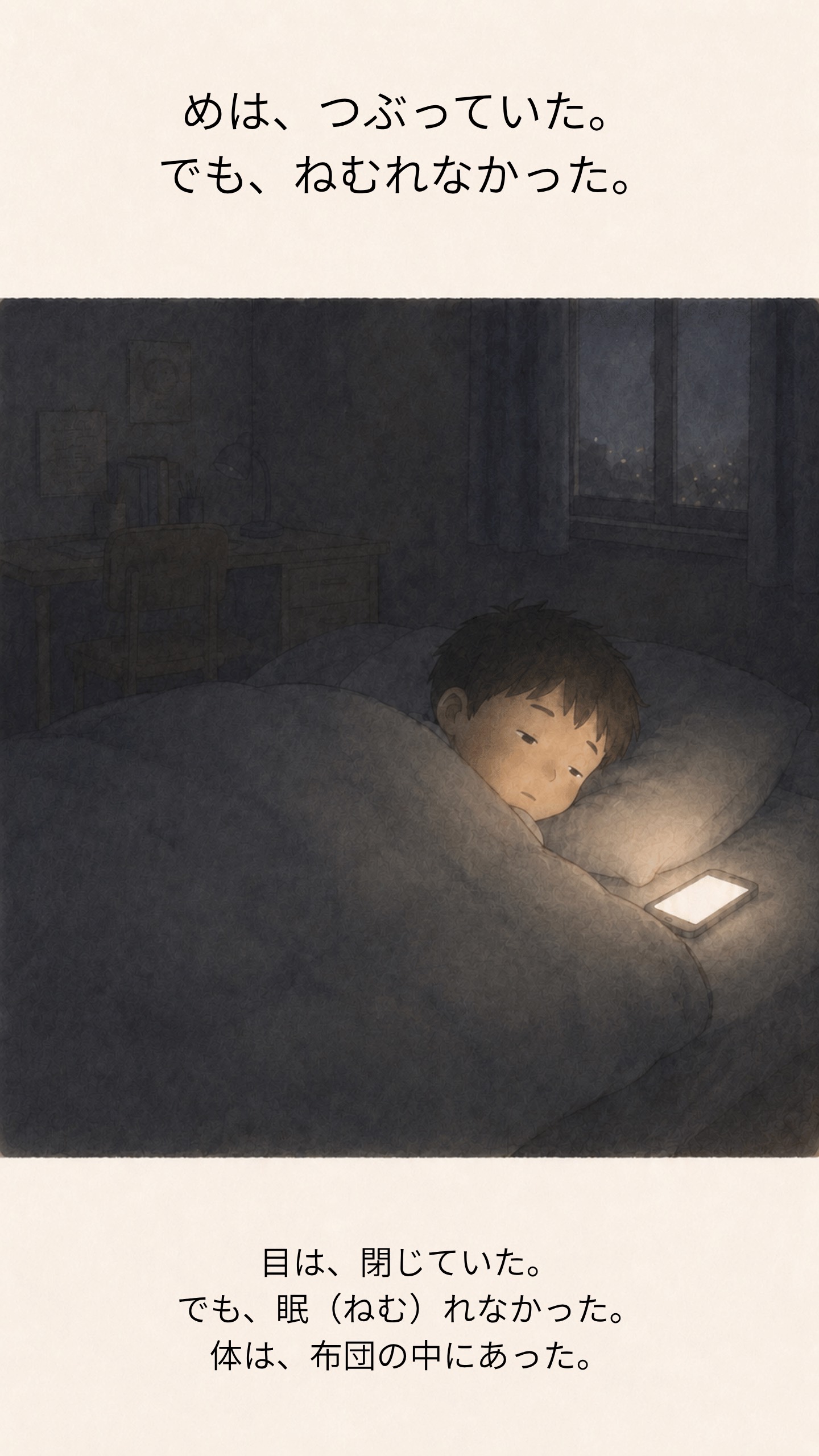 布団のそばに置いたはずのものへ手が動くリク