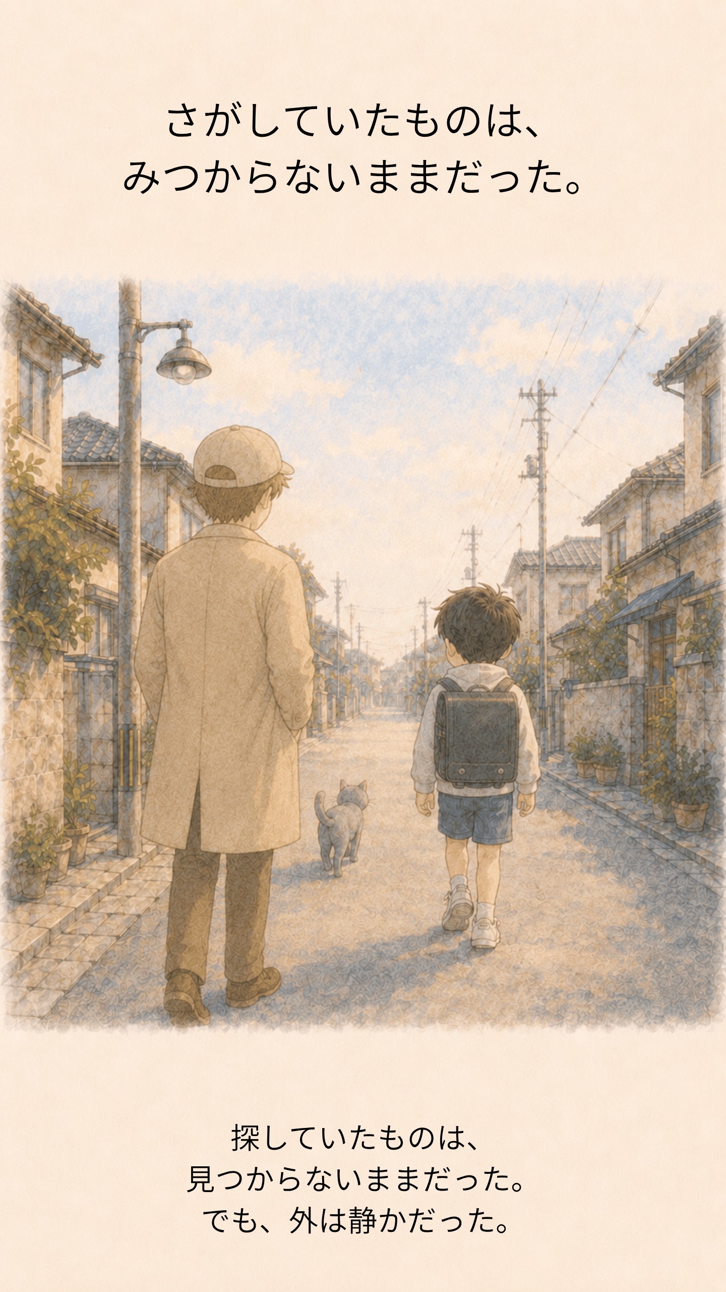 外でルリのあとを歩き、コーキとすれちがうリク