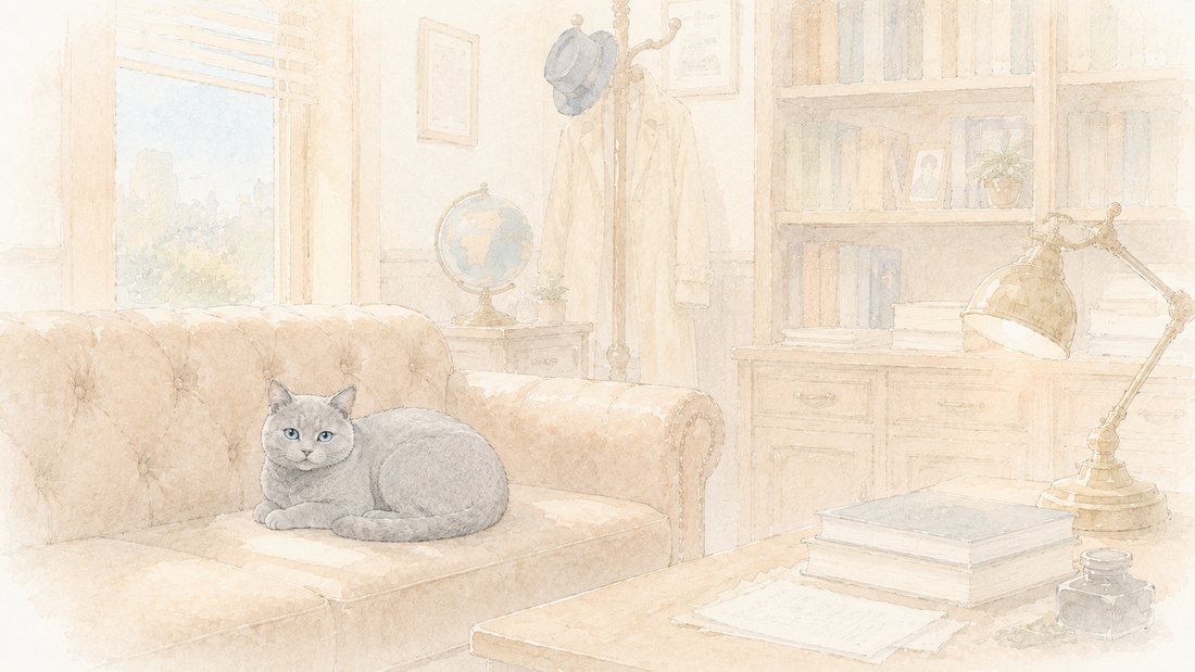 ソファの上で丸くなる猫のルリ
