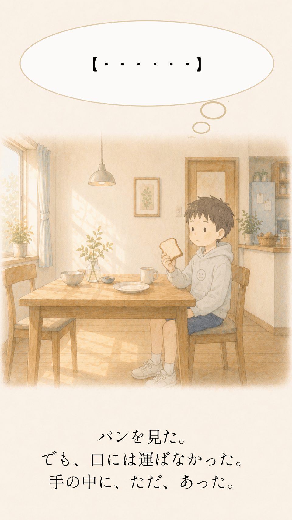 でも、口には運ばなかった。手の中に、ただ、あった