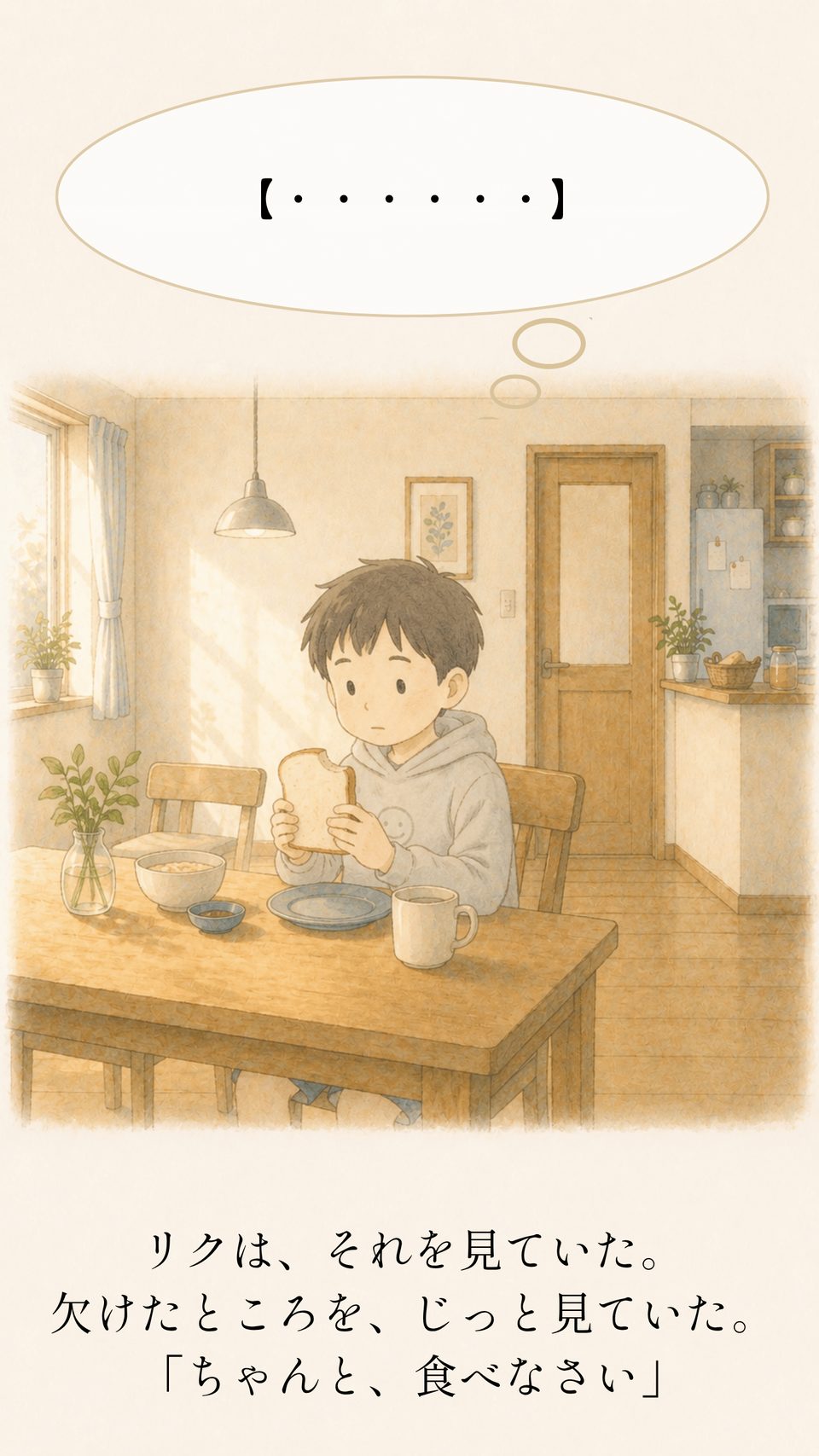 リクは、欠けたところを、じっと見ていた