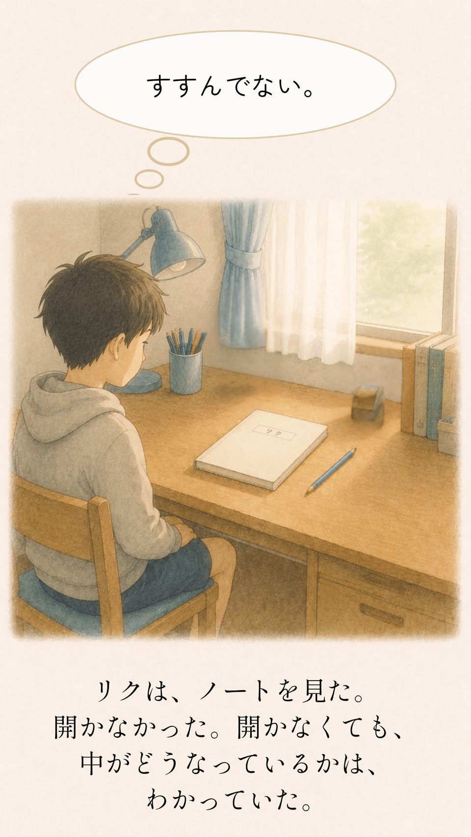 開かなくても中が真っ白だとわかっているリク