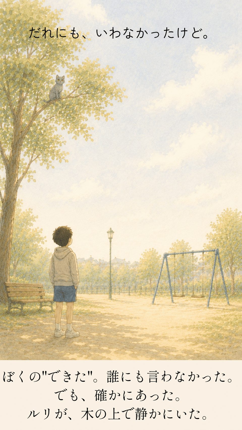木の上のルリと空を見上げるリク